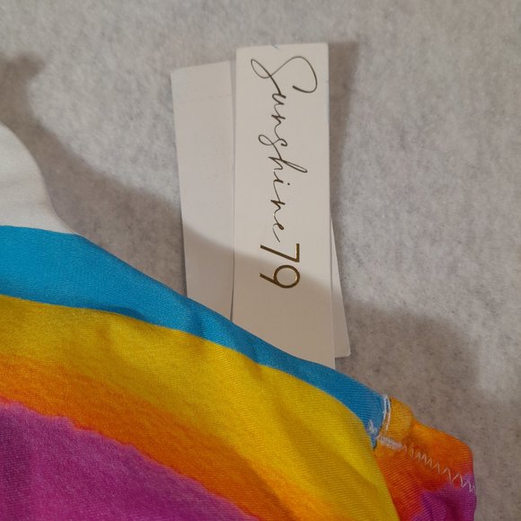 Sunshine79 Retro Rainbow Banded Halter Triangle Top Size 8 - Picture 4 of 9